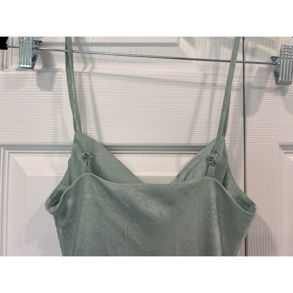 NWT Altar'd State Midi Dress Mint Floral Satin Cowl Neck Slip Midi Dress XXS - Picture 6 of 12